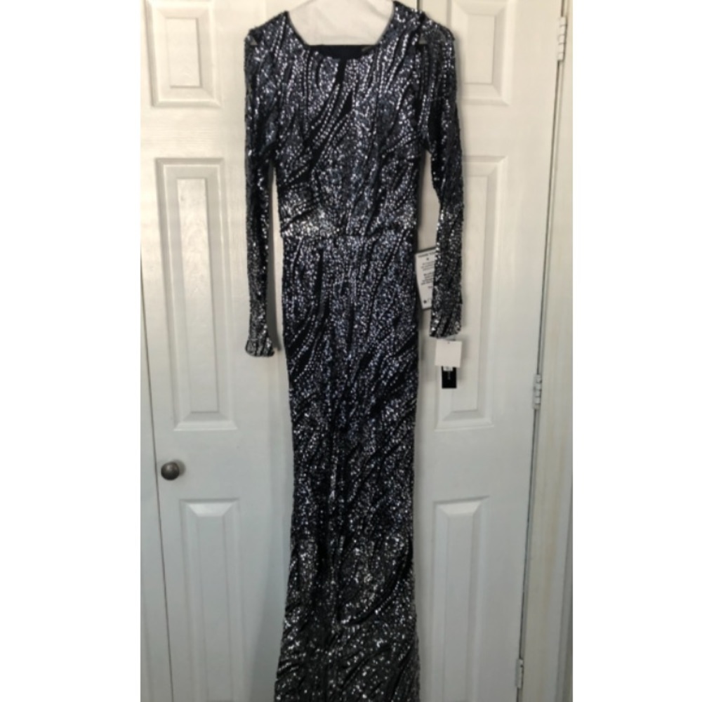 Betsy & Adam sequin evening gown New W Tags